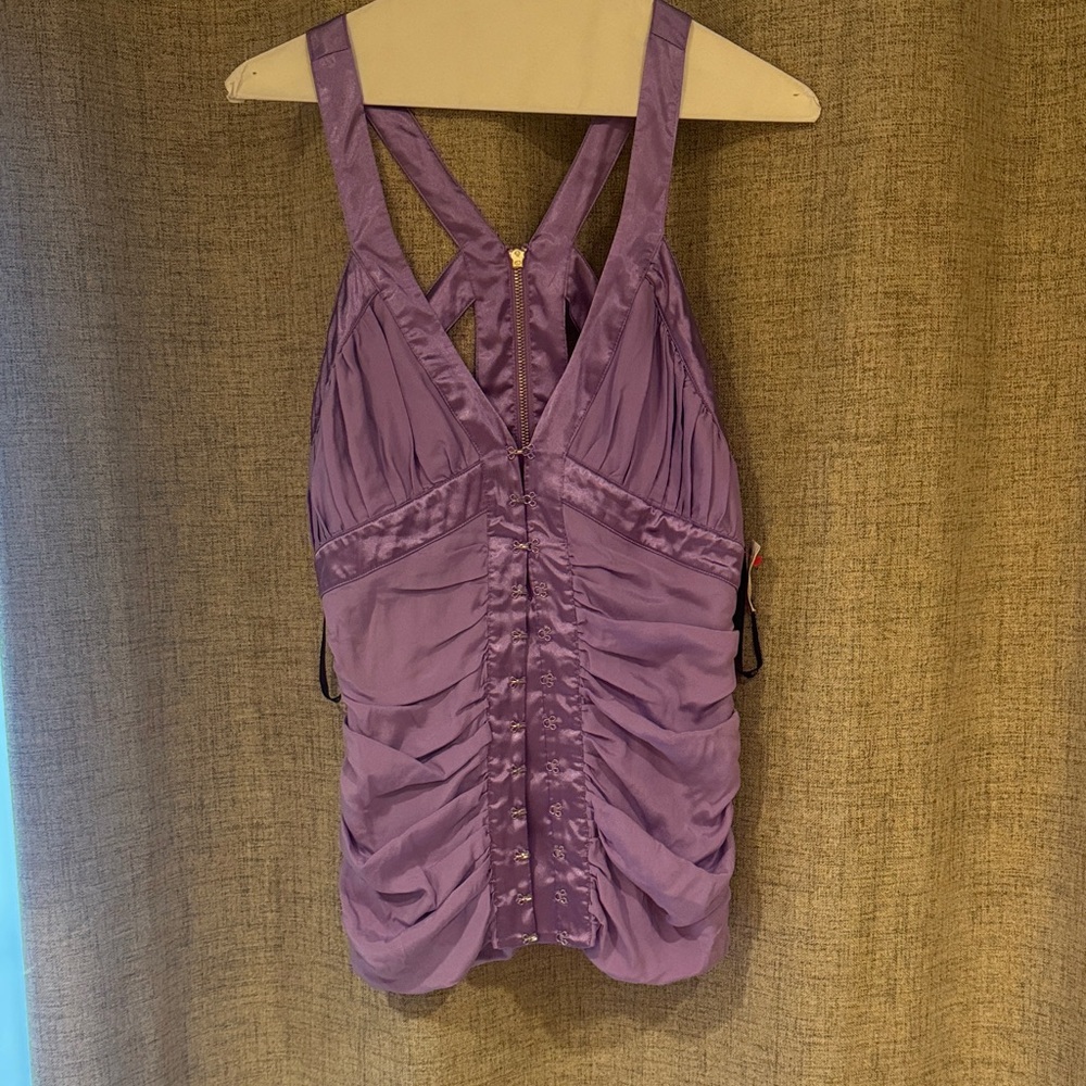 bebe Purple Ruched Tank Top